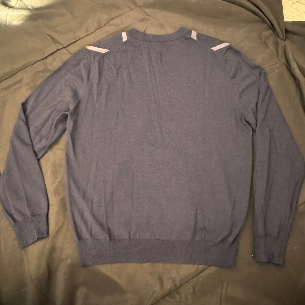 John W Nordstrom Men's Argyle Extra Fine Merino Wool‎ V-Neck Sweater Mens Medium